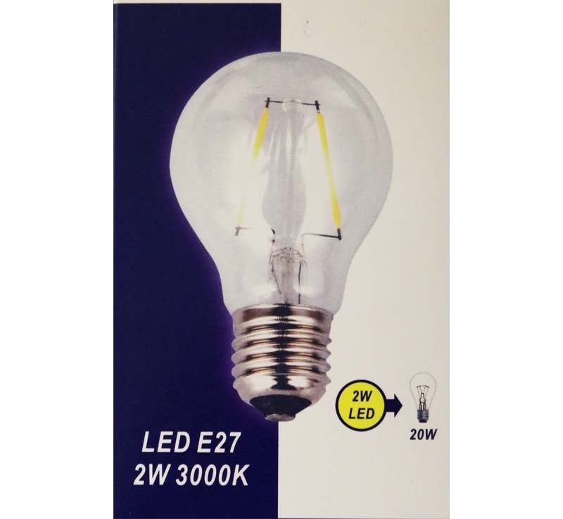 *Led Clear Filament e27 bulbs 2w 3000k ( 60mm dia )