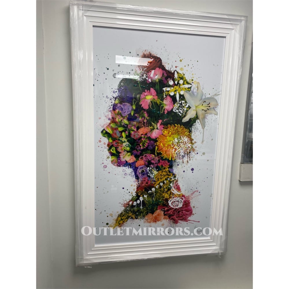 white stepped framed Liquid  art print "Her Majesty The Queen - Queen of Flowers " 114cm x 74cm  