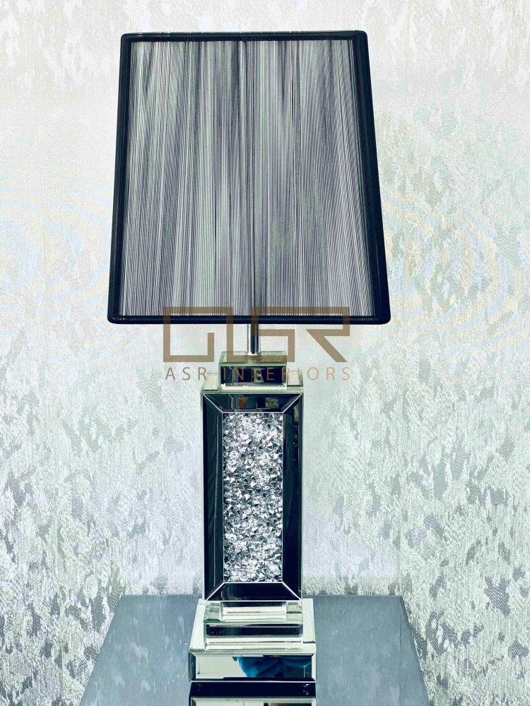 Diamond Crush Crystals Sparkle Mirrored Table Lamp