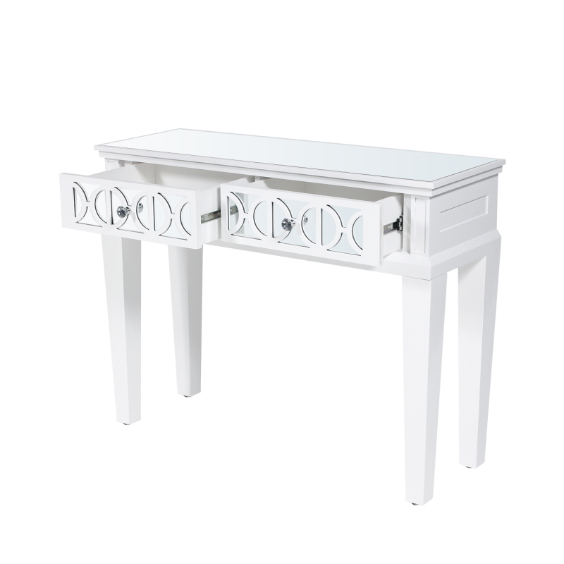 Torino White Wood 2 Drawer Console Table