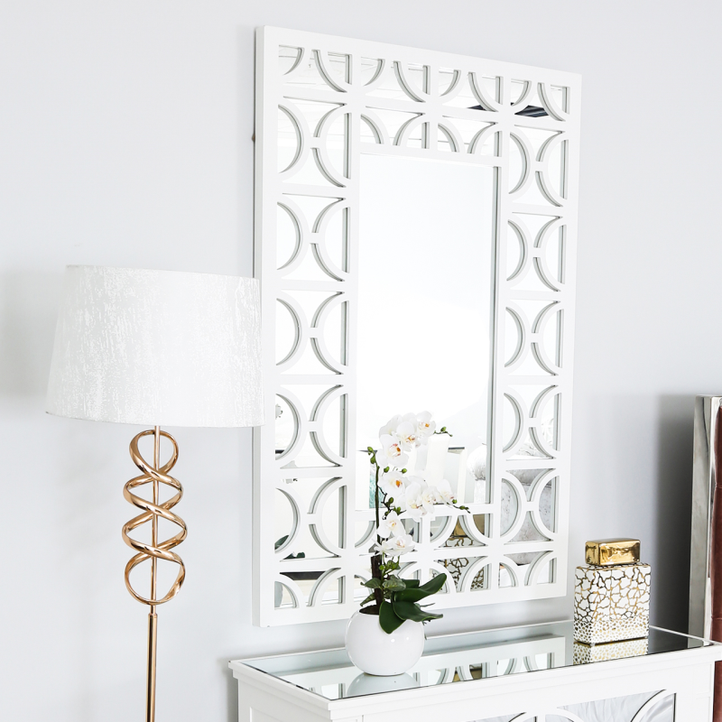 Torino White Wood Rectangular Wall Mirror
