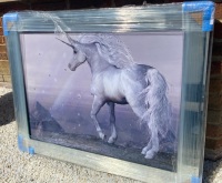 Mirror framed "colourful Unicorn" Wall Art  
