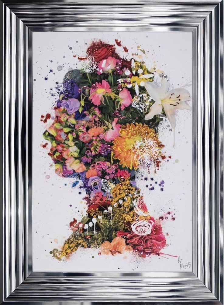 white stepped framed Liquid  art print "Her Majesty The Queen - Queen of Flowers " 75cm x 55cm