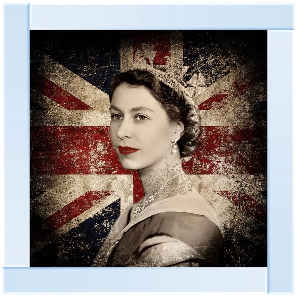 The Queen Union with Jack Background 85cm x 85cm  Various frame colours ava