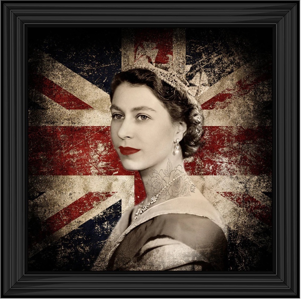 The Queen Union with Jack Background 85cm x 85cm  Various frame colours available