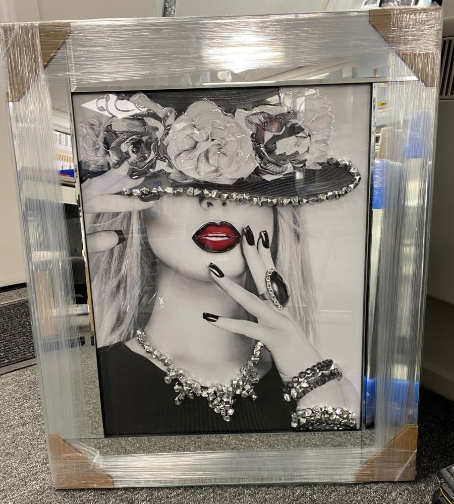 "Modern Lady 2" Sparkle Wall Art in a Mirror Frame