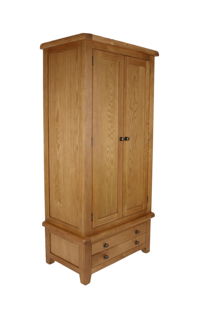 Oak 2 Door 2 draw Wardrobe 90cm