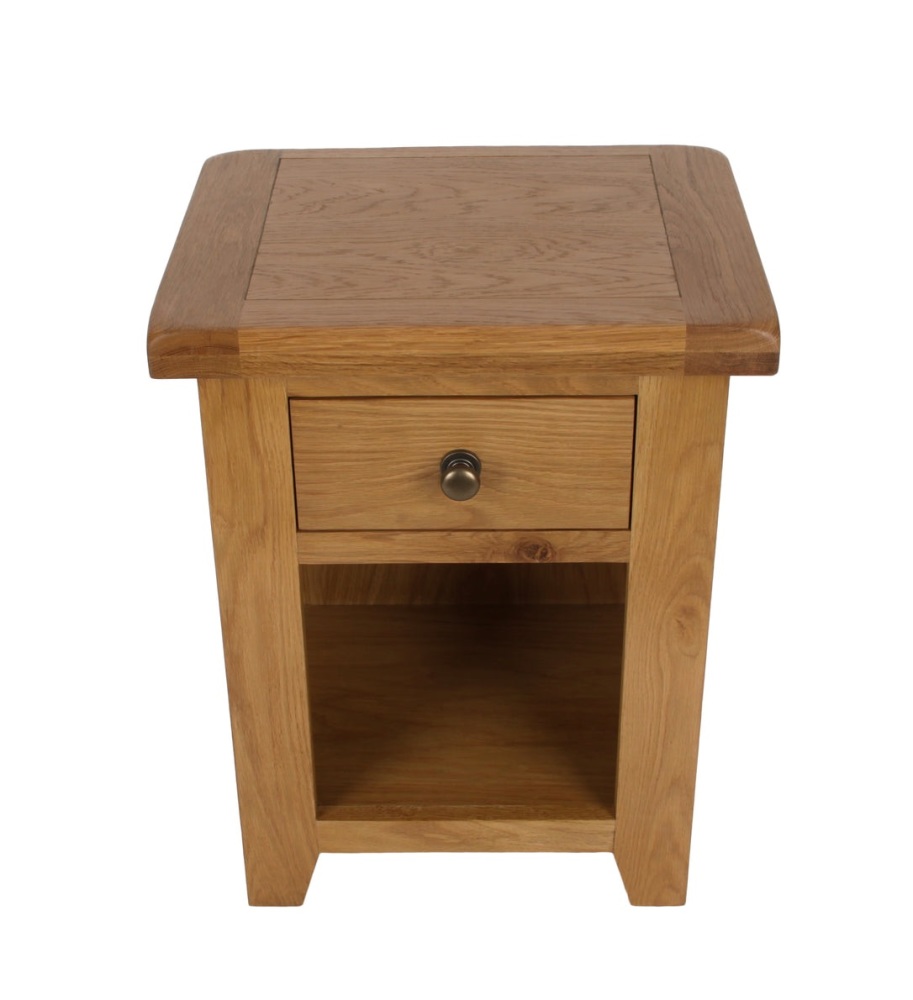 Oak 1 Draw Bedside chest or Lounge Table 44cm wide x 37cm x 63cm high