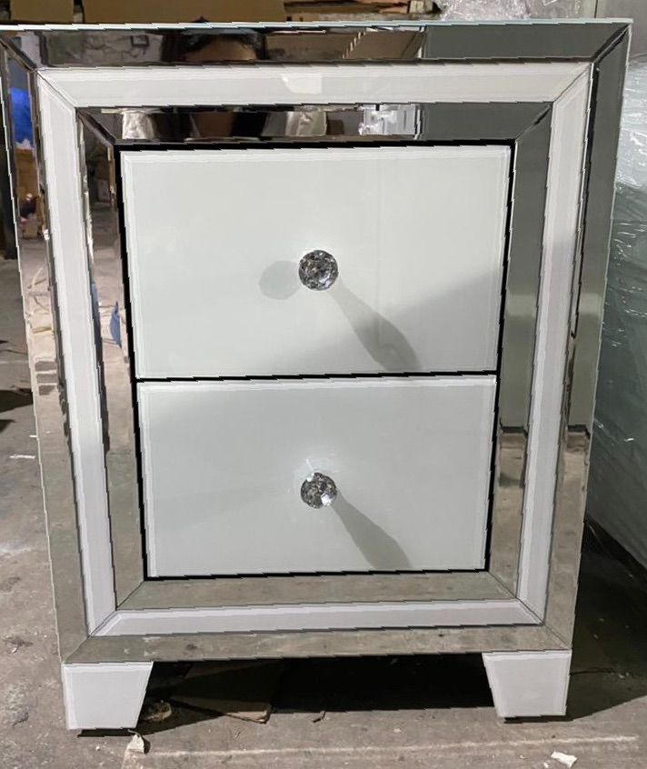 Atlanta  White Mirrored 2 Draw Chest special offer price ONLY 2 LEFT