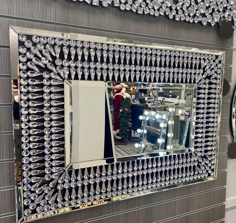 *Crystal Teardrop rectangular wall mirror 100cm x 70cm in stock for a fast 