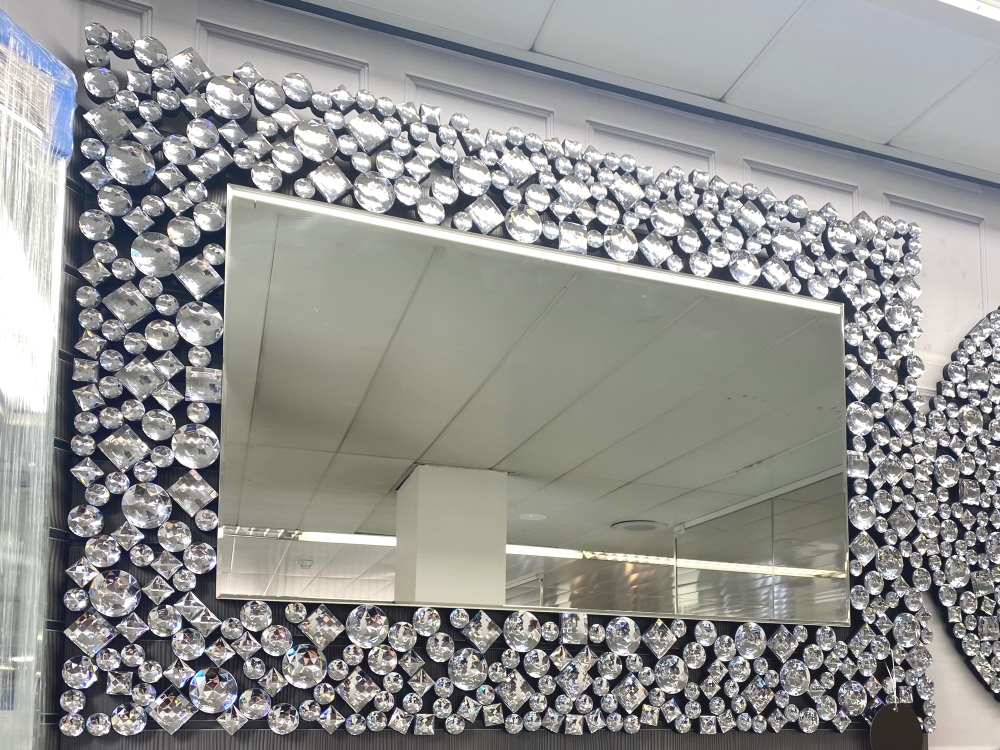 Jewel Glitz Sparkle Bevelled Wall Mirror 120cm  x 80cm  in stock