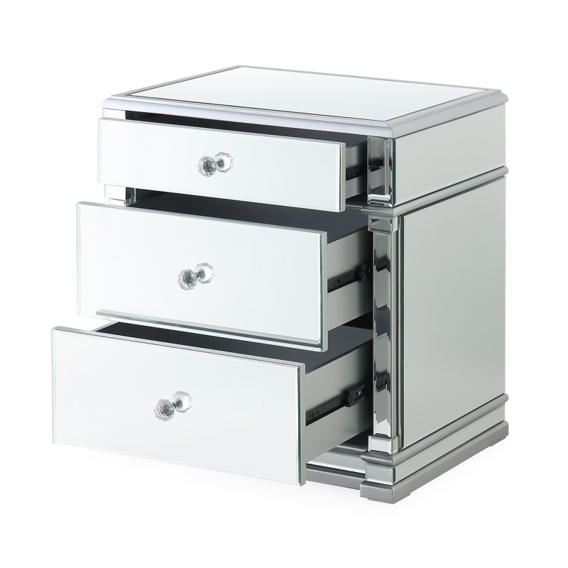 Athena 3 Draw Silver Mirrored chest of draws