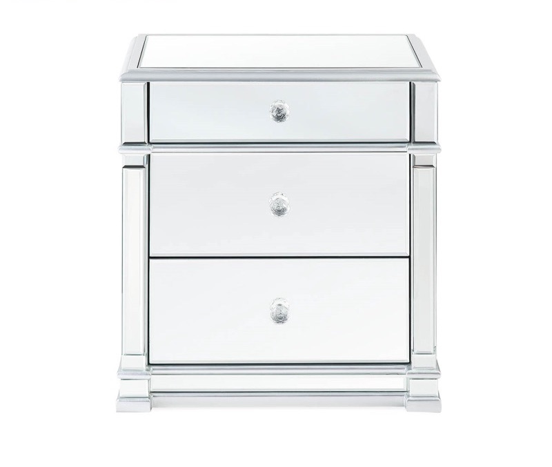 Athena 3 Draw Silver Mirrored chest of draws