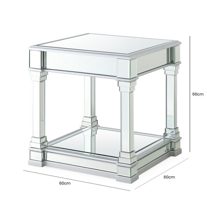 Athena Silver Mirrored Lamp Table