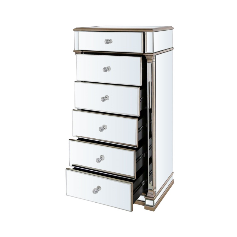 Athena 6 Draw Gold & Silver Mirrored chest of draws