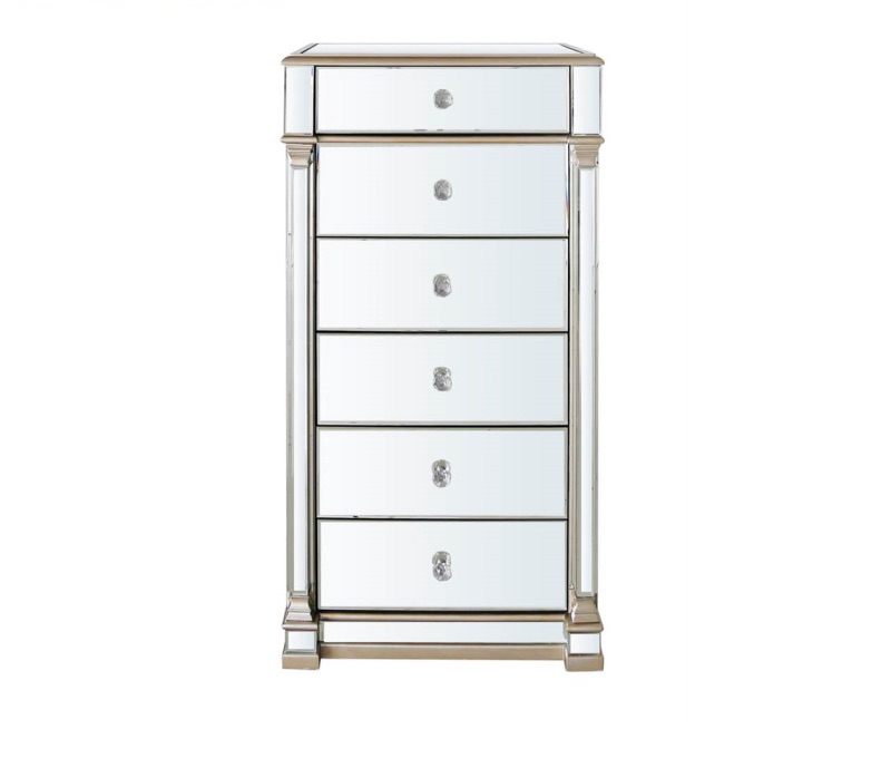 Athena 6 Draw Gold & Silver Mirrored chest of draws