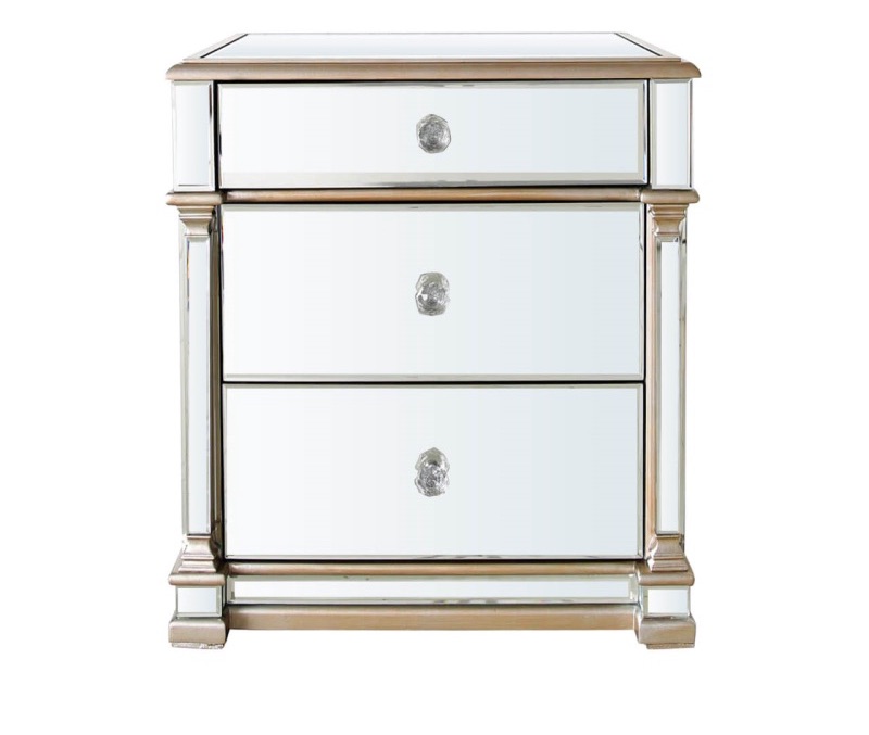 Athena 3 Draw Gold & Silver Mirrored chest of draws