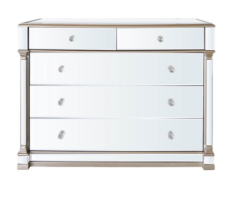 Athena 2 over 3 Gold & Silver Mirrored chest of draws