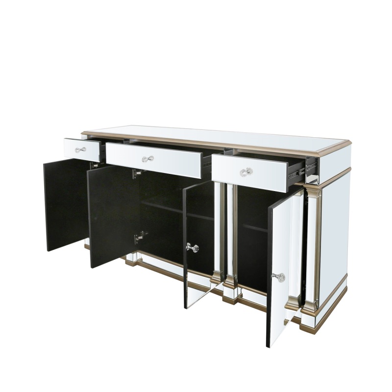 Athena Gold & Silver Mirrored 4 door 3 draw Sideboard