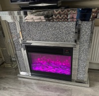 # Diamond Crush Sparkle Agassi Mirrored fire surround with multi 7 colour flame electric Fire