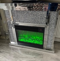 # Diamond Crush Sparkle Agassi Mirrored fire surround with multi 7 colour flame electric Fire SOLD OUT UNTIL LATE JUNE