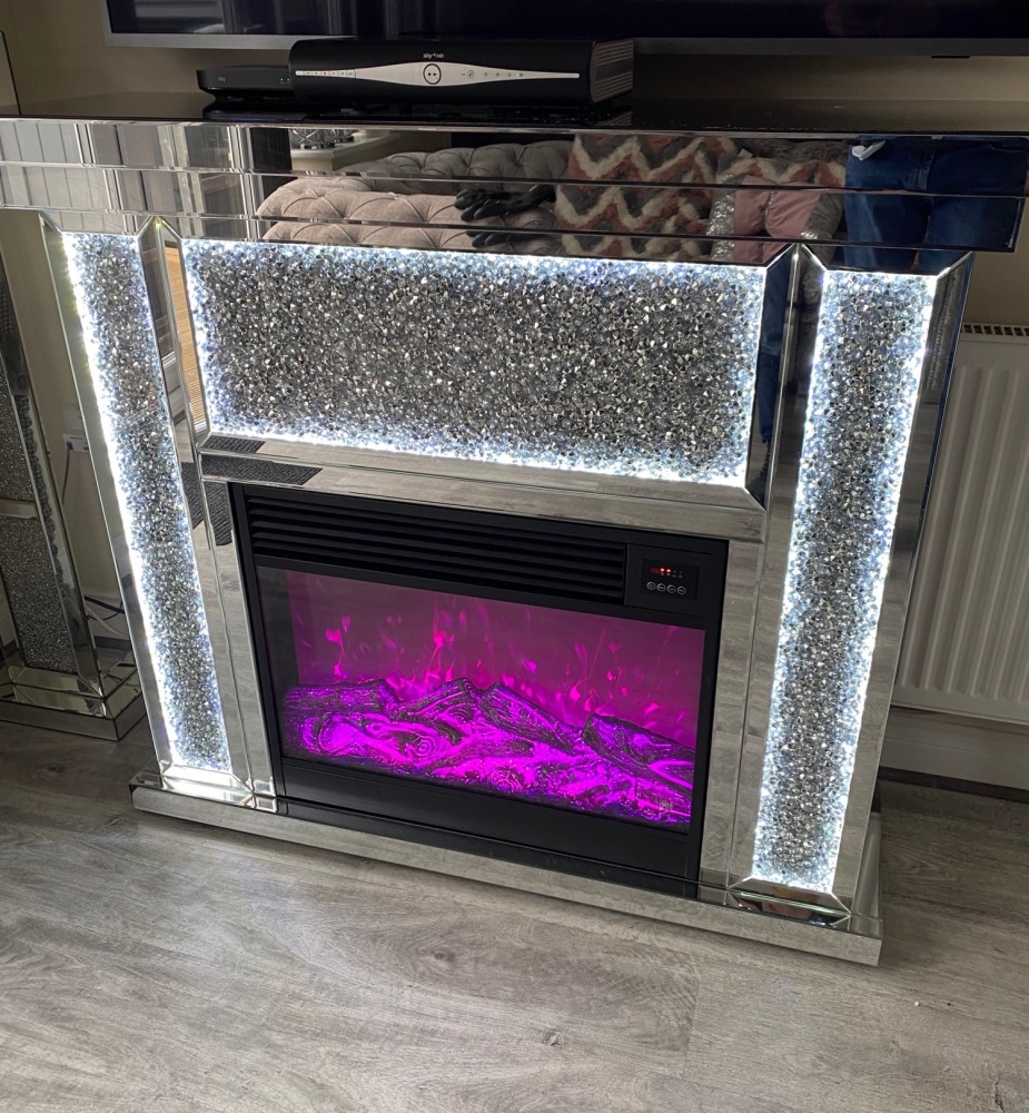 # Diamond Crush Sparkle Monica Led Mirrored fire surround with Multi Colour flame  electric fire SOLD OUT UNTIL LATE JUNE