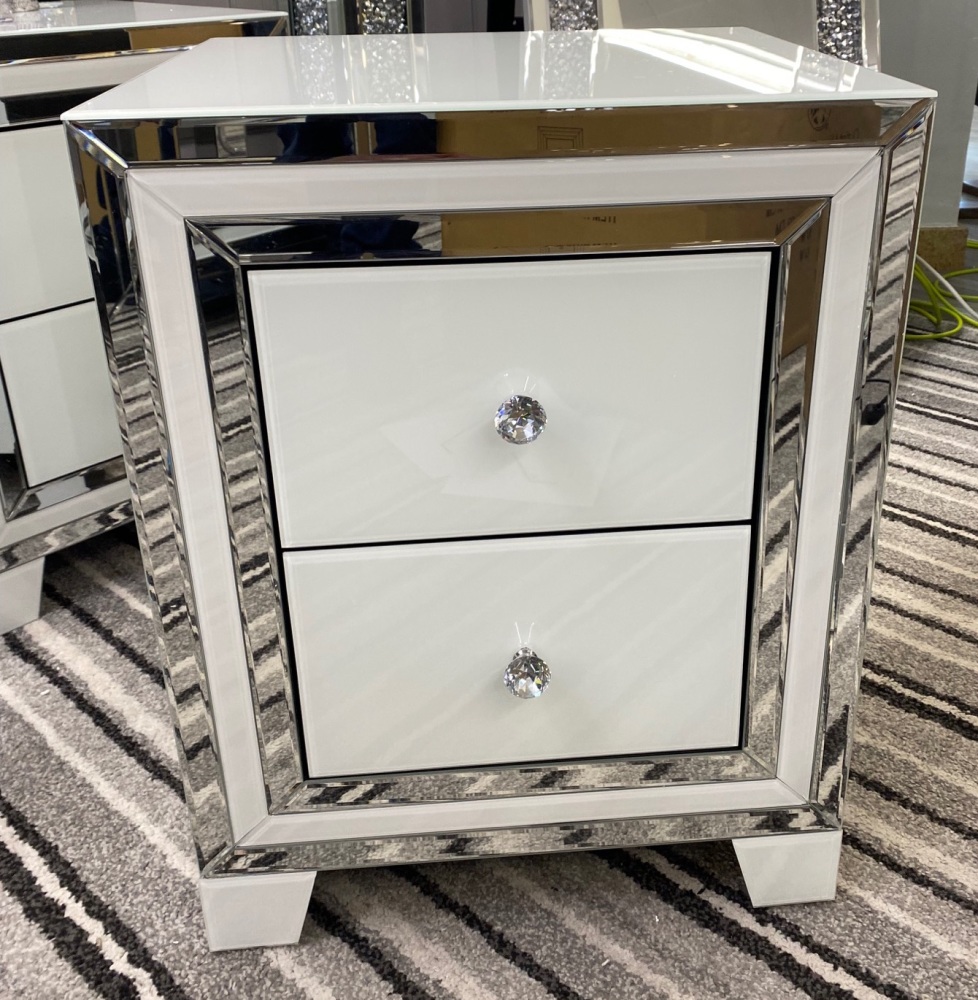 Atlanta  White Mirrored 2 Draw Chest special offer price