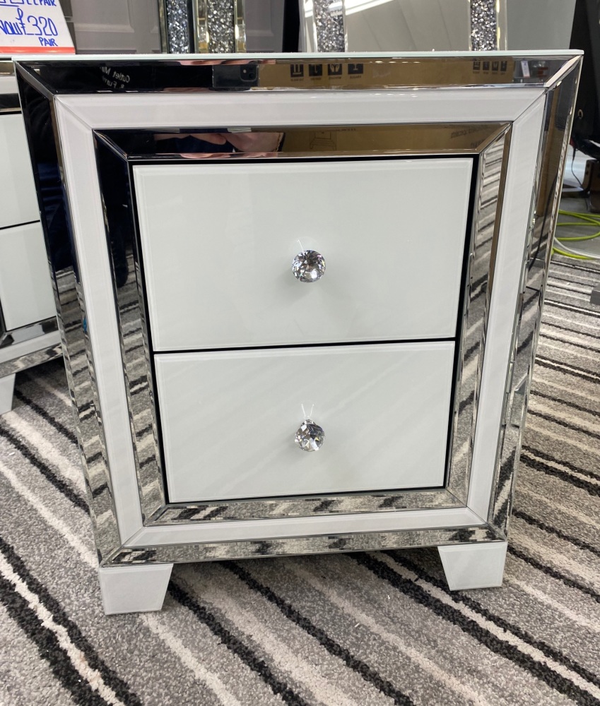 Atlanta  White Mirrored 2 Draw Chest special offer price