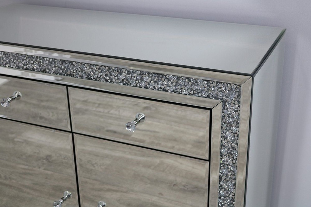 * New Diamond Crush Sparkle Crystal Mirrored 2 draw 2 Door Sideboard with crystal handles LAST ONE MEGA PRICE