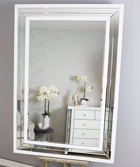 Bianco White & Mirrored Wall Mirror 130cm x 90cm