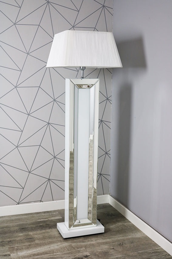 Bianco White & Mirrored  Floor Lamp (Large) - 35x20x125cm