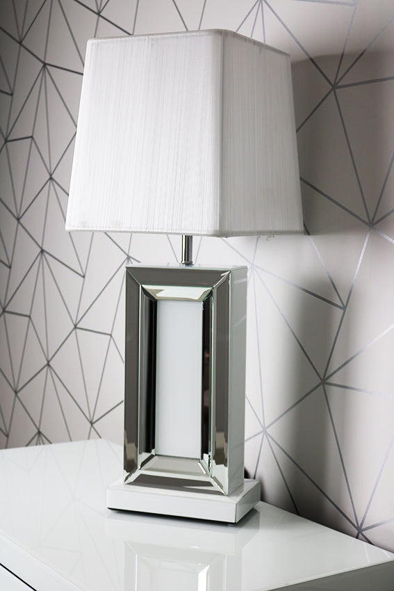 Bianco White & Mirrored  Table Lamp (small) - 25x15x44cm