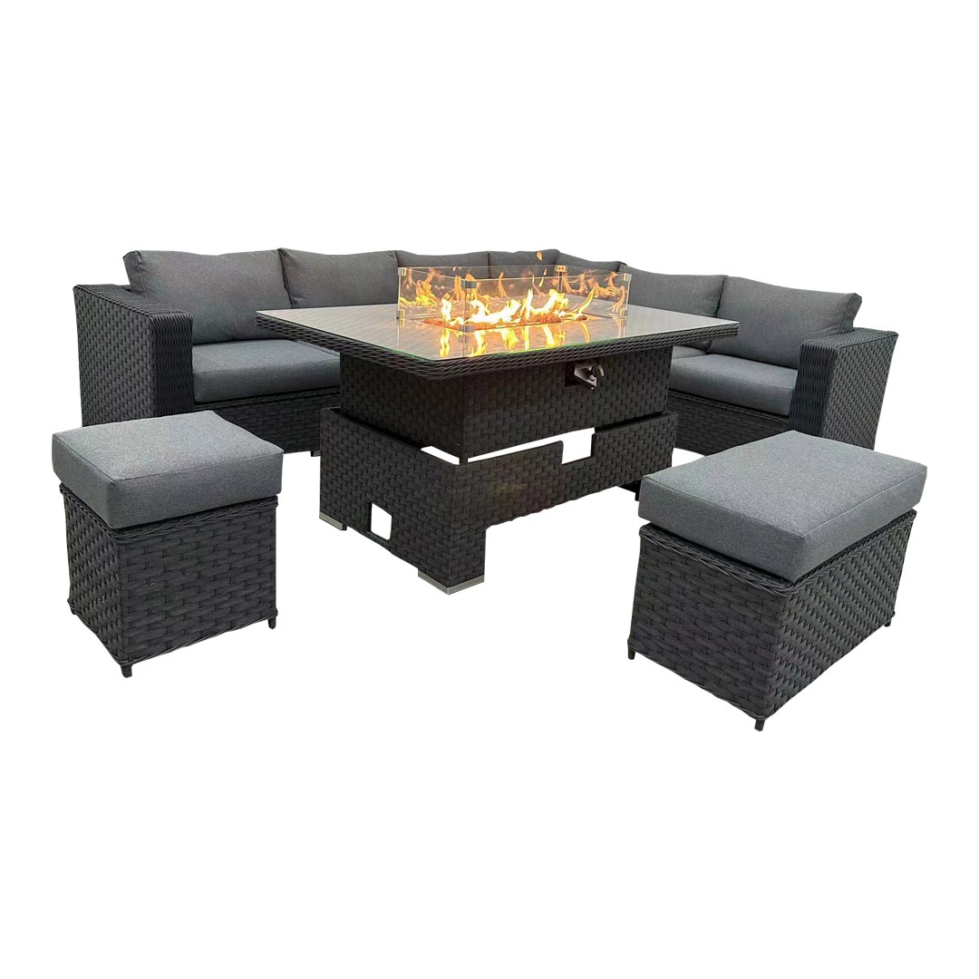 Large Corner group Aluminium  rattan lounge set with Coffee Table