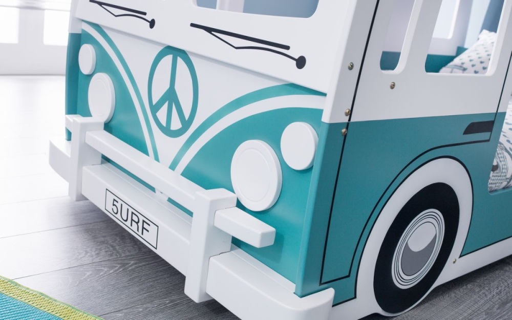 Campervan Bunk Bed in White and vintage Green