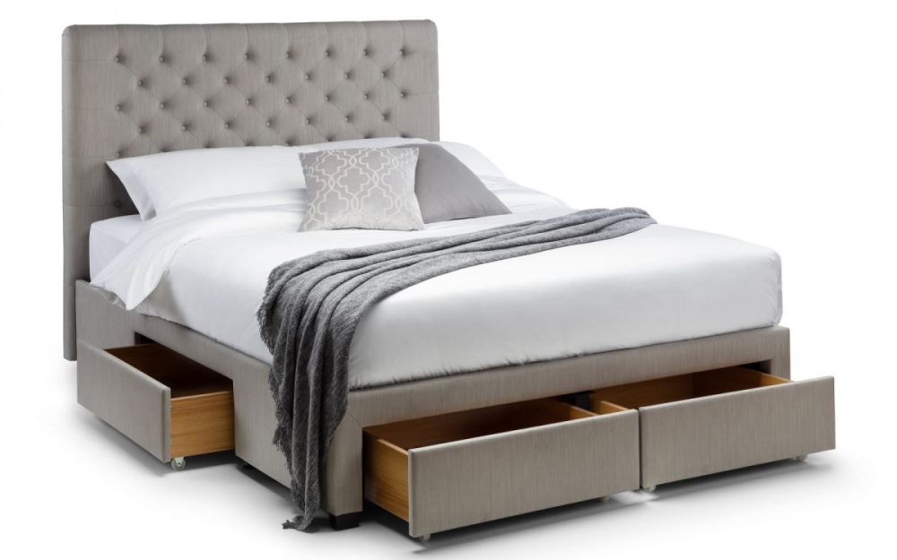 Wilton Deep Buttoned 4 Drawer Bed in  Grey  in 3 sizes
