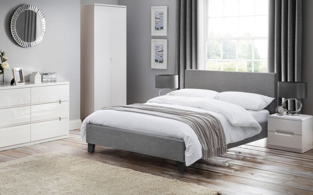 Rialto  Bed - Grey Linen Bed 3 sizes