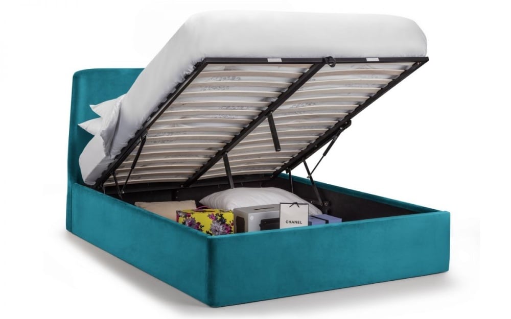 Frida Storage Double Ottoman Bed - Teal