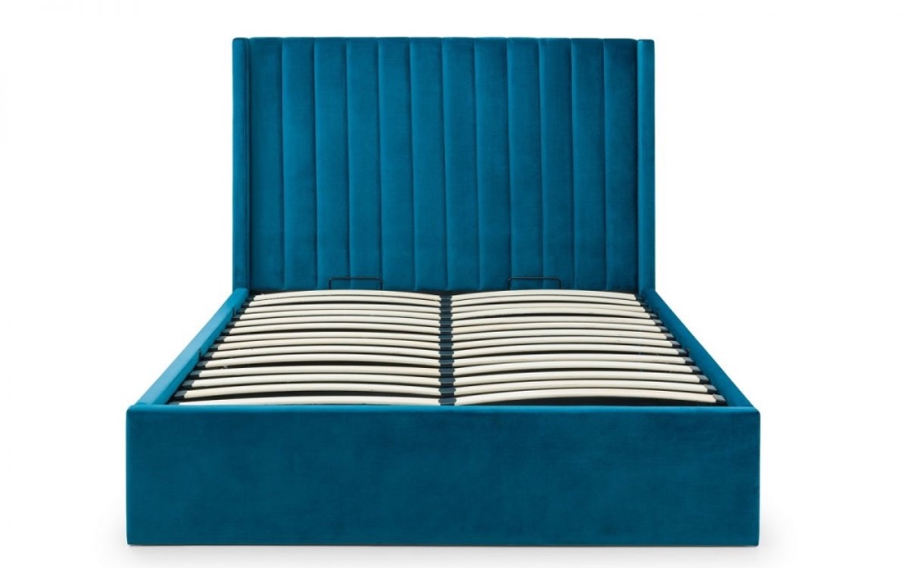 Langham Scalloped Headboard Storage Bed - Teal 3 sizes