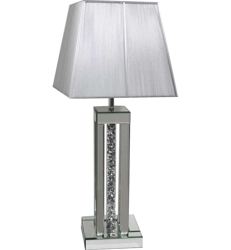 *Diamond Crush Crystal Pillar 2 Mirrored Lamp with shade