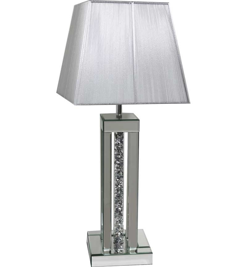 *Diamond Crush Crystal Pillar 2 Mirrored Lamp with shade