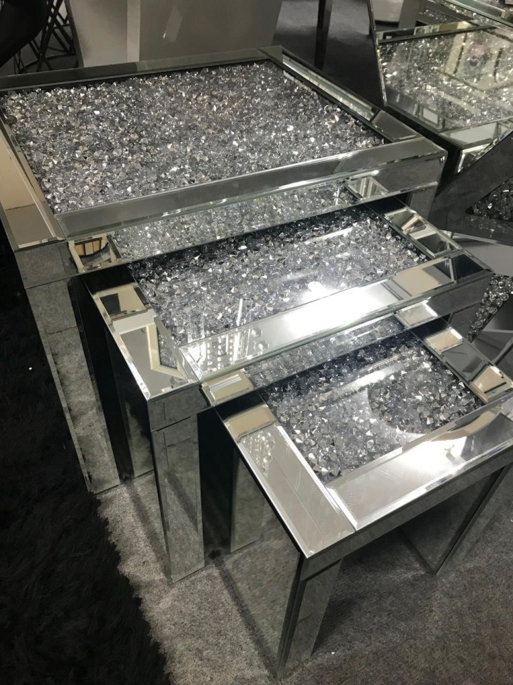 * Diamond Crush Crystal large Nest of 3 Tables item  - in stock