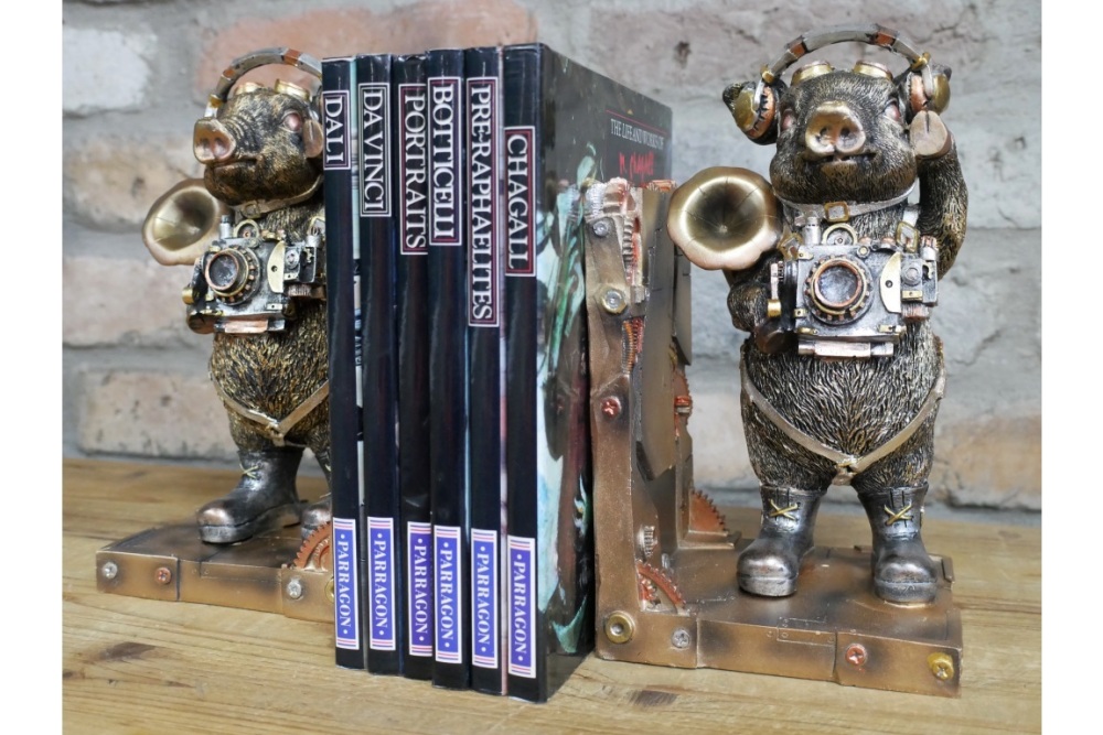 Steampunk Pig Bookends
