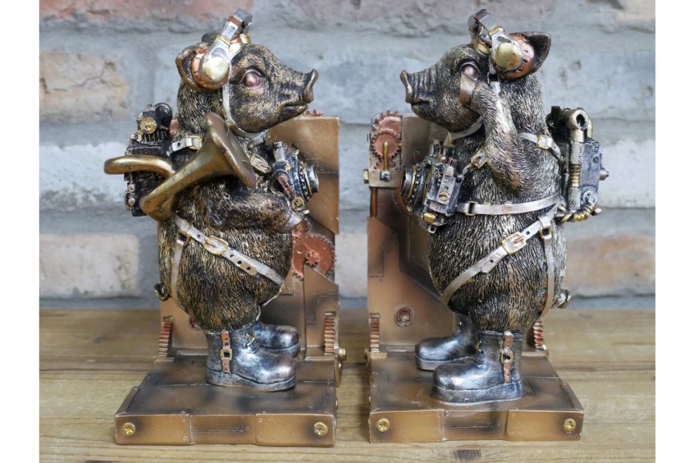 Steampunk Pig Bookends