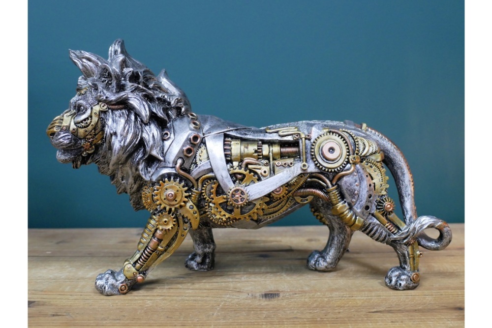 Steampunk Lion Silver & Gold