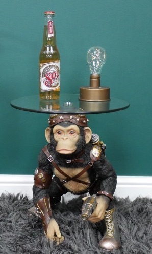Steampunk  Warrior  Monkey Lamp Table / Side Table