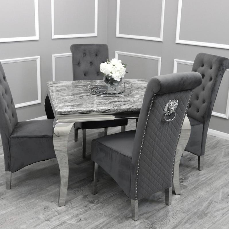 Louis Marble Dining Table in Dark Grey Marble  100cm x 100cm
