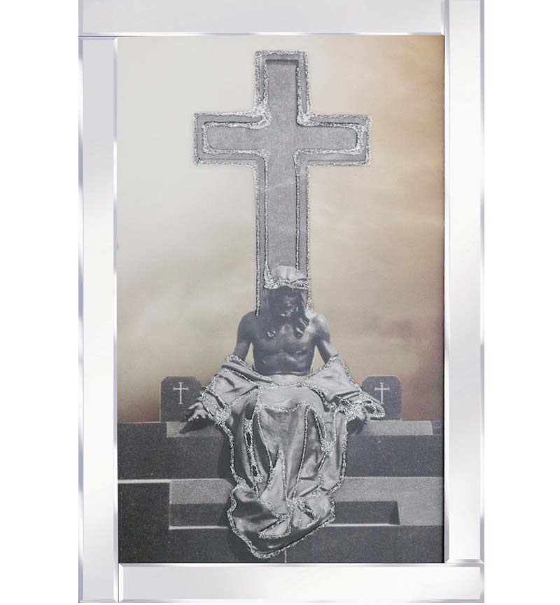 Mirror framed art print "Jesus sitting on Cross"