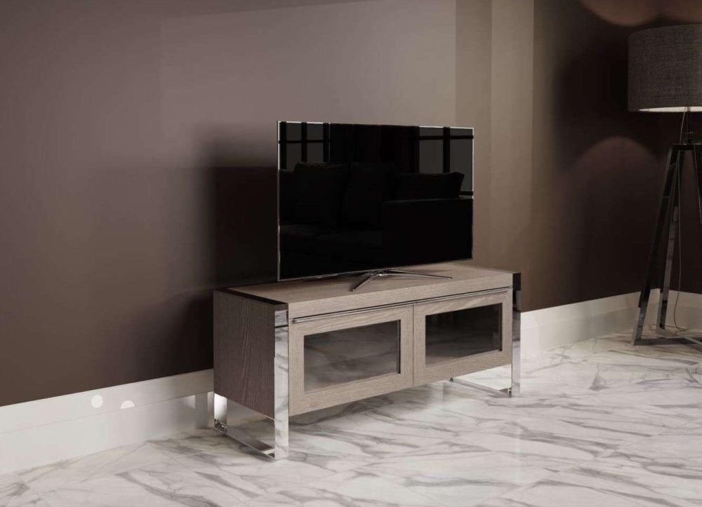 I.D Standard Tv Unit in Grey oak & Chrome 120cm