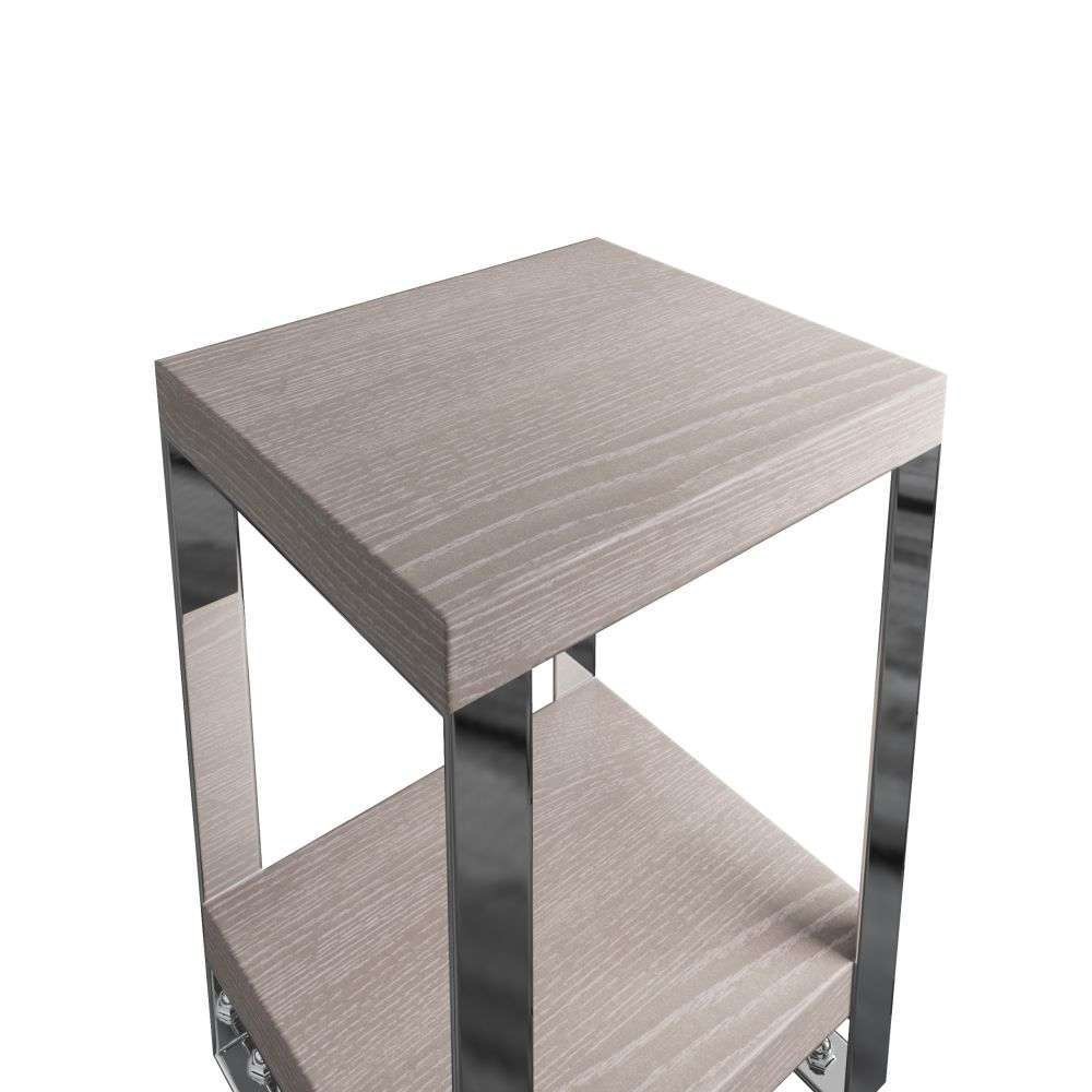 I.D Grey Oak & Chrome Side Table / Lamp table