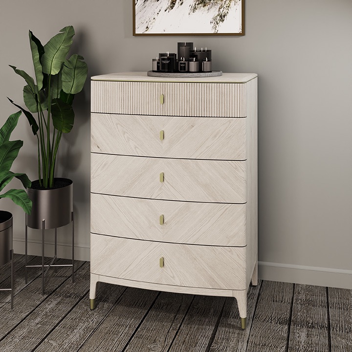 Diletta 5 Drawer Chest of Drawers in Stone